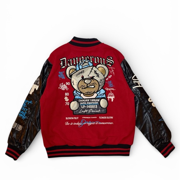 Varsity Jacket with Embroidered Bear - Picture 2 of 4